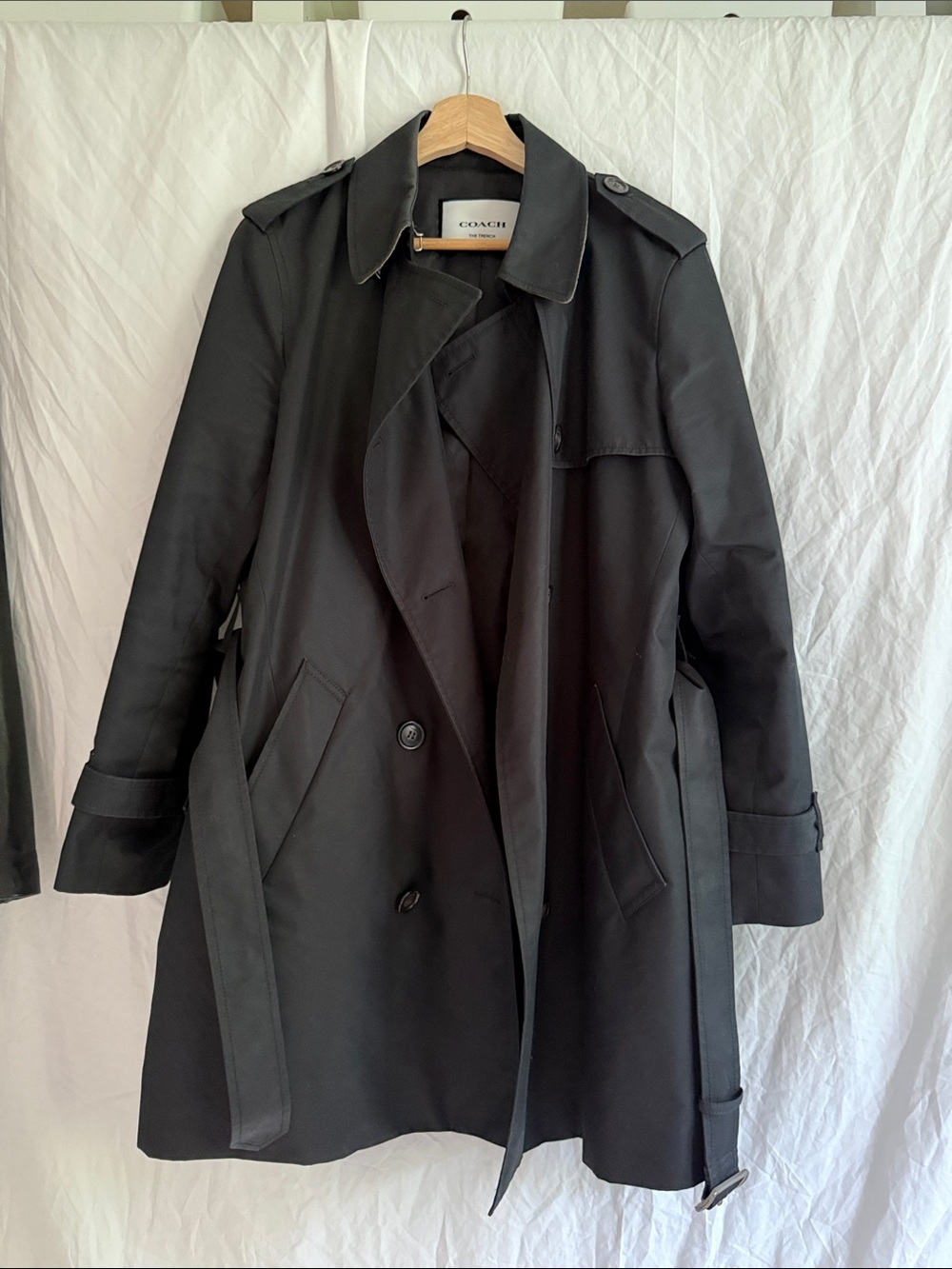 Coach Black Double-Breasted Trench Coat